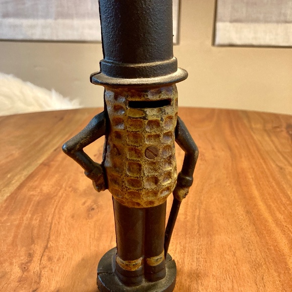 RARE! Vintage Cast Iron Mr Peanut Coin Piggy Bank-Almost 8" height - Picture 4 of 9